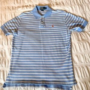 Mens Blue Striped Ralph Lauren Polo - Medium